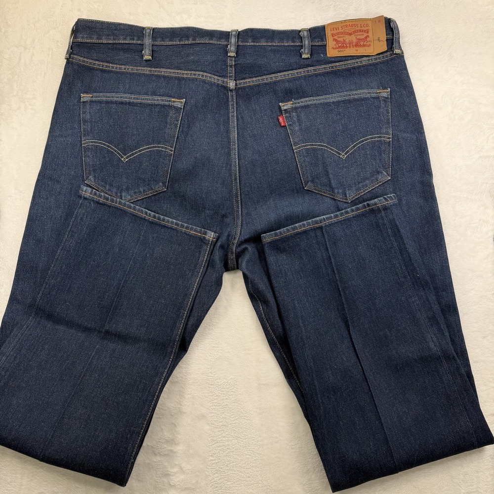 Levis 501 Original Fit Mens Jeans 44x34 Dark Wash Button Fly Straight Leg